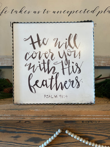 This Scripture Gallery Print is a sweet piece of art for any wall or tabletop. With its 12" x 12" size and 1" in width, this piece is perfect for creating a space for contemplation and worship. Featuring an inspirational Psalm 91:4 scripture, this piece makes an excellent addition to any home. Easily hangable, or simply set on a tabletop, this print is a meaningful way to express faith in any room.