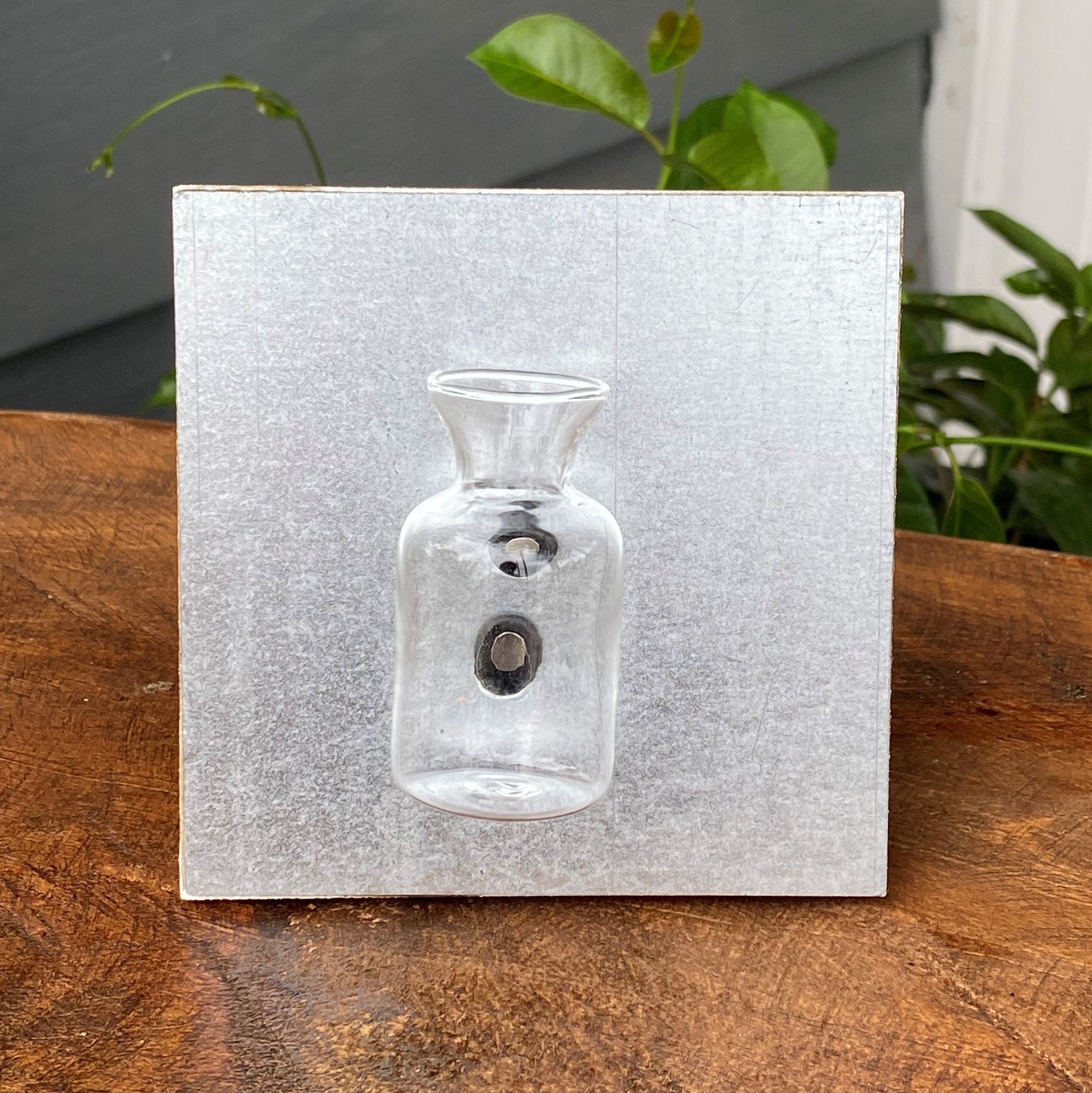 Metal Frame with Magnetic Glass Bottle