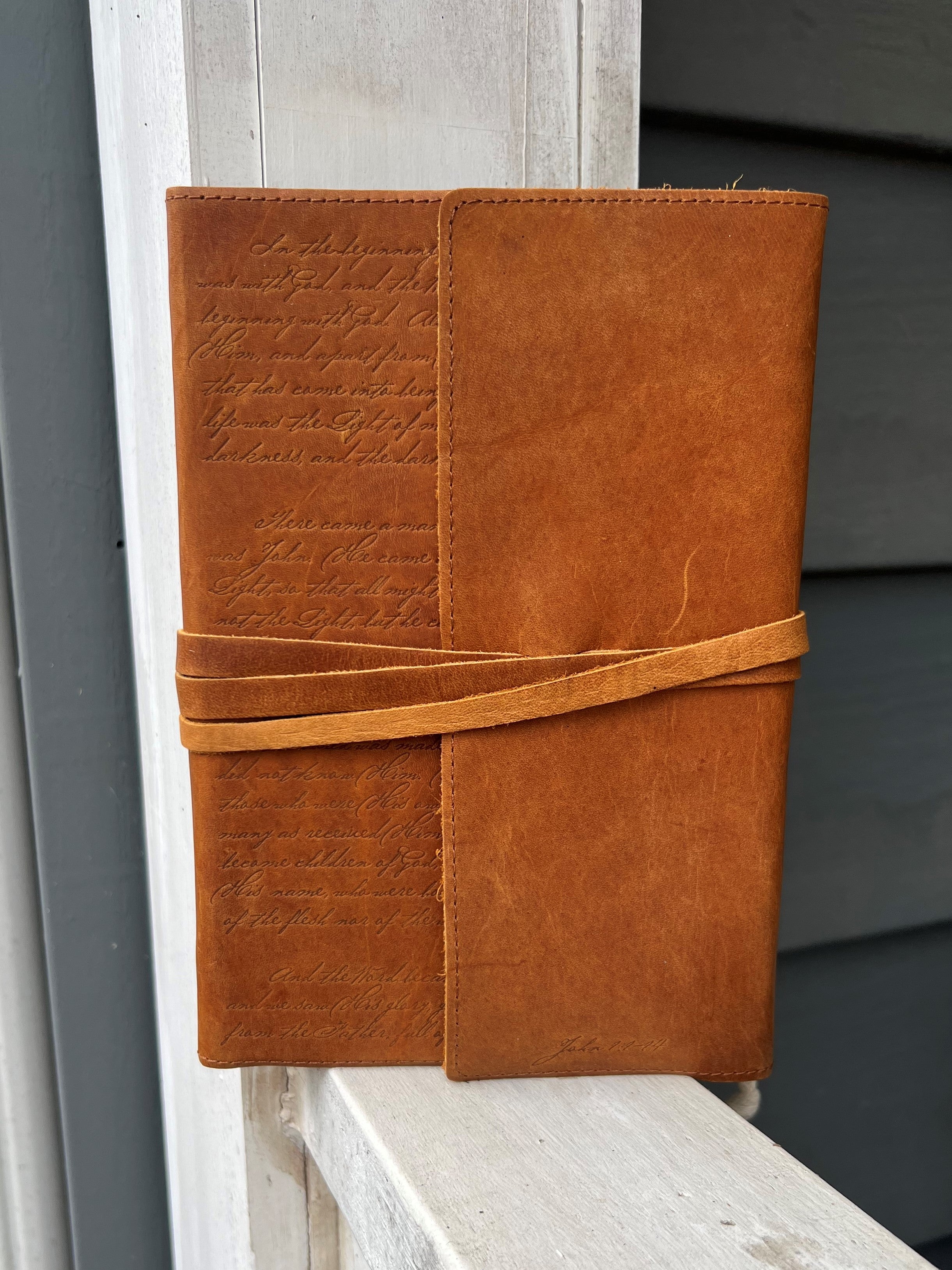 Brown Full Grain Leather Journal with Wrap Closure