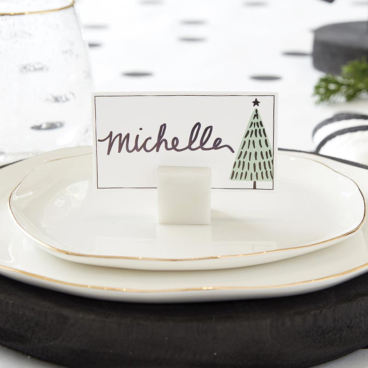 Christmas Tree Place Cards & Marble Place Card Holders
