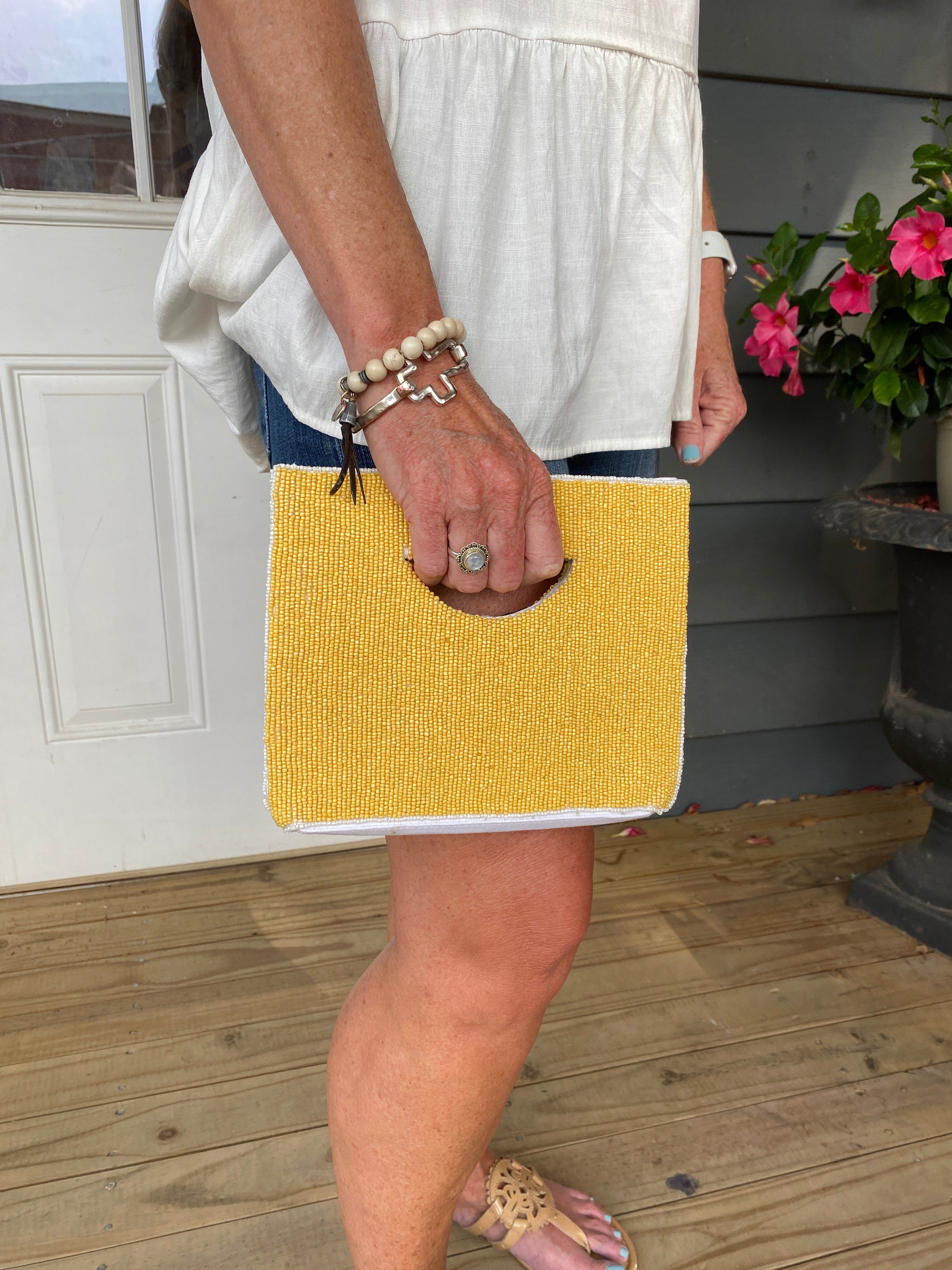 Lemon Beaded Handbag