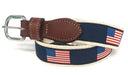 American Flag Ribbon Webbed Leather Belts