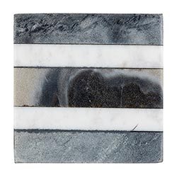 Grey & White Striped Marble Coaster Set