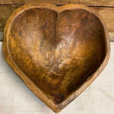 heart shaped wooden dough bowl