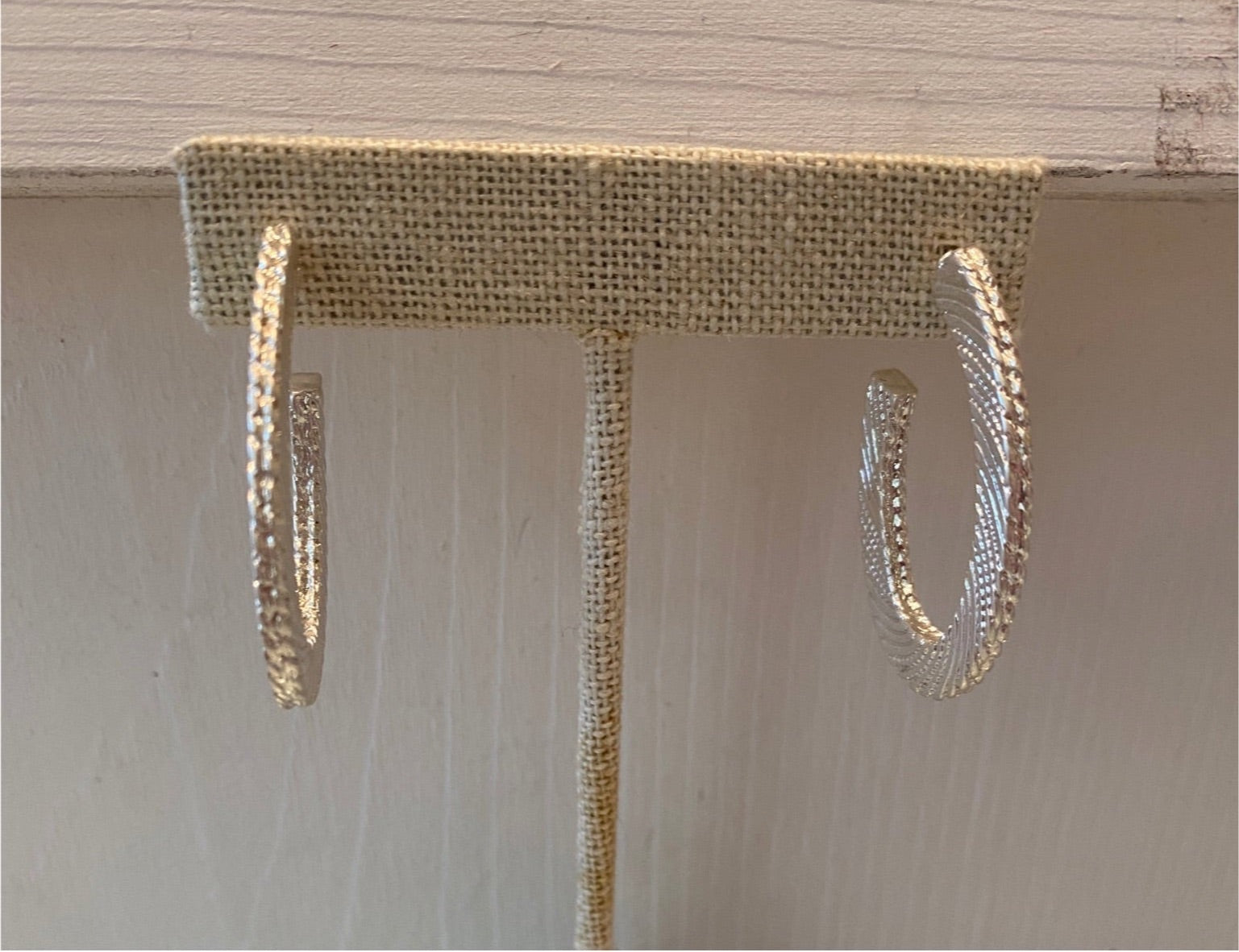 Textured Silver Hoop Earrings 1 inch