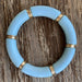Bamboo Tube Stretch Bracelet - Light Blue with Gold accents