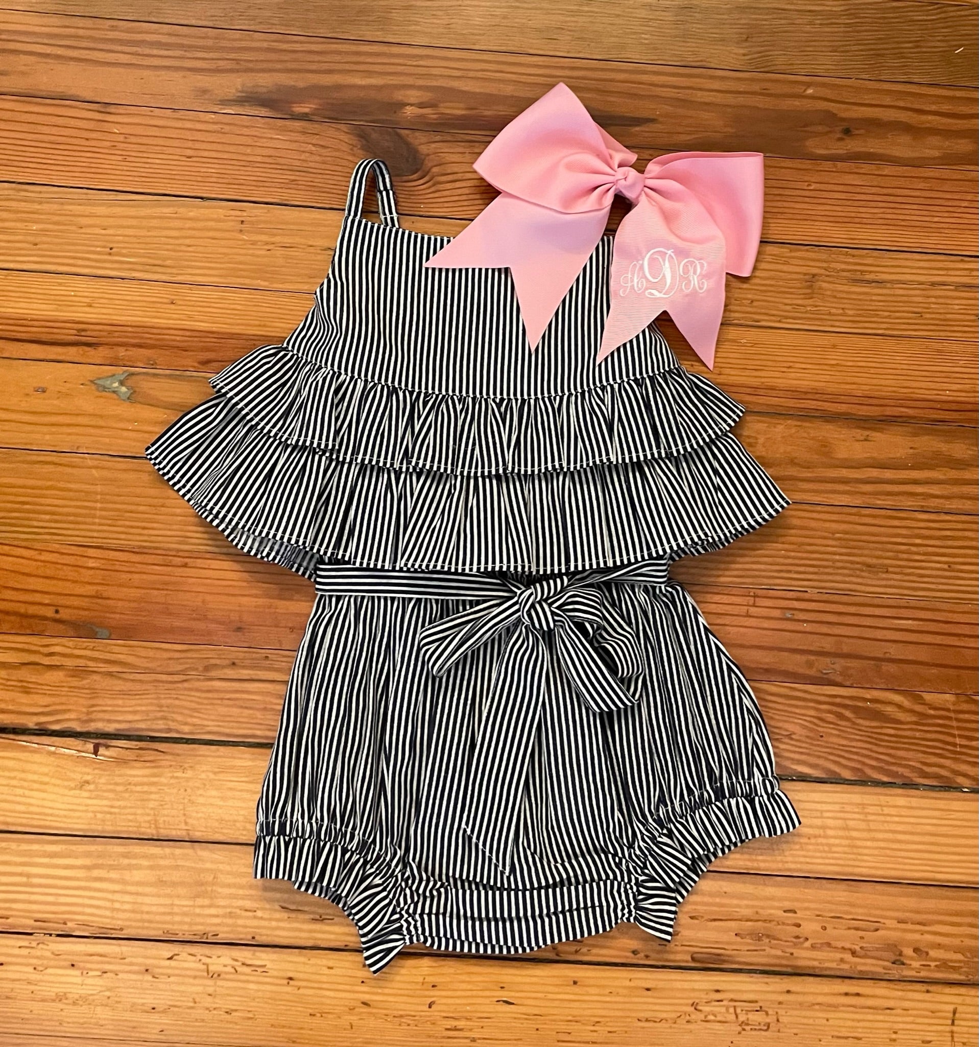 Toddler Girls Spaghetti Strap Ruffle Crop Top and Tie Shorts