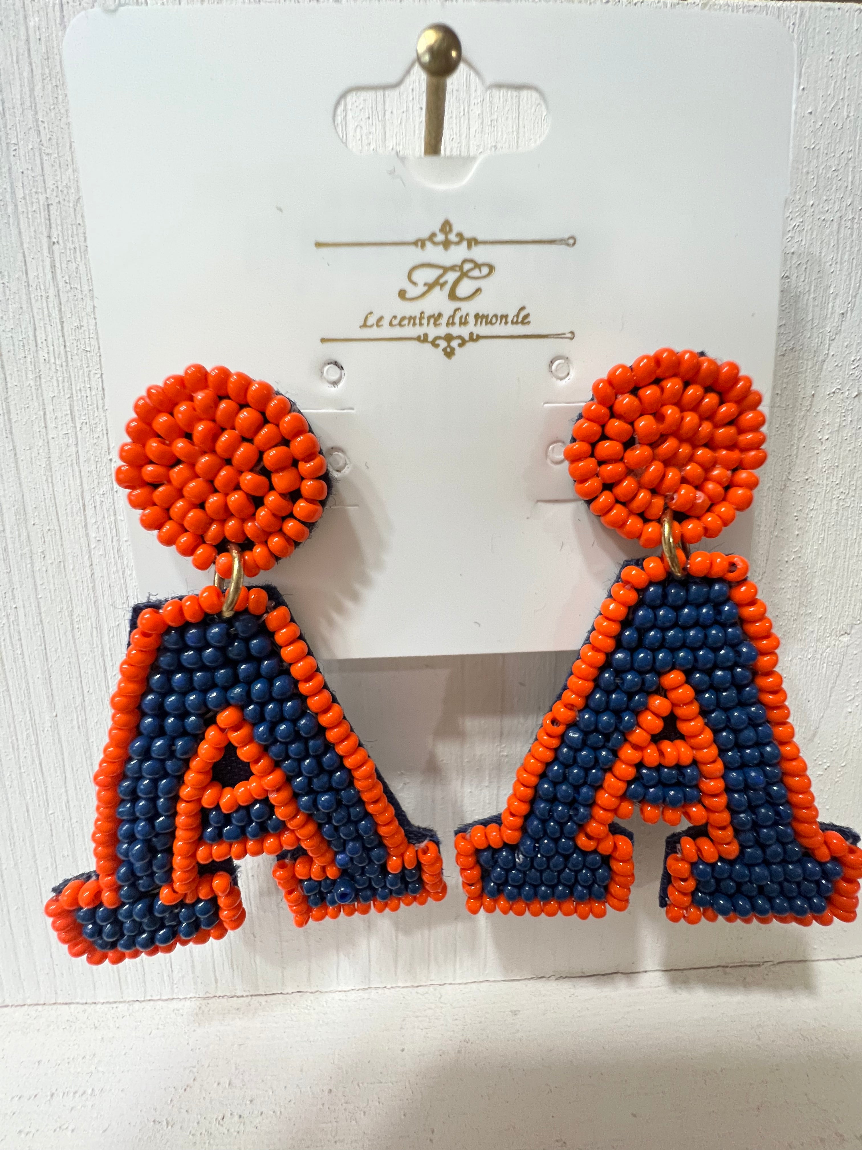 2 Orange & Baseball Acrylic Dangles -Sports Earrings