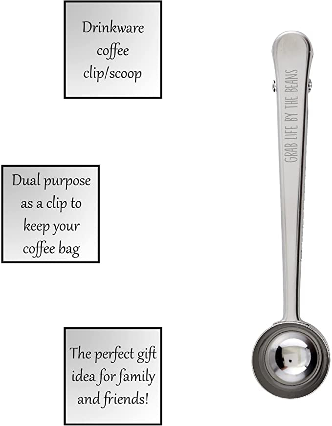 Coffee Scoop and Clip - Grab Life by the Beans