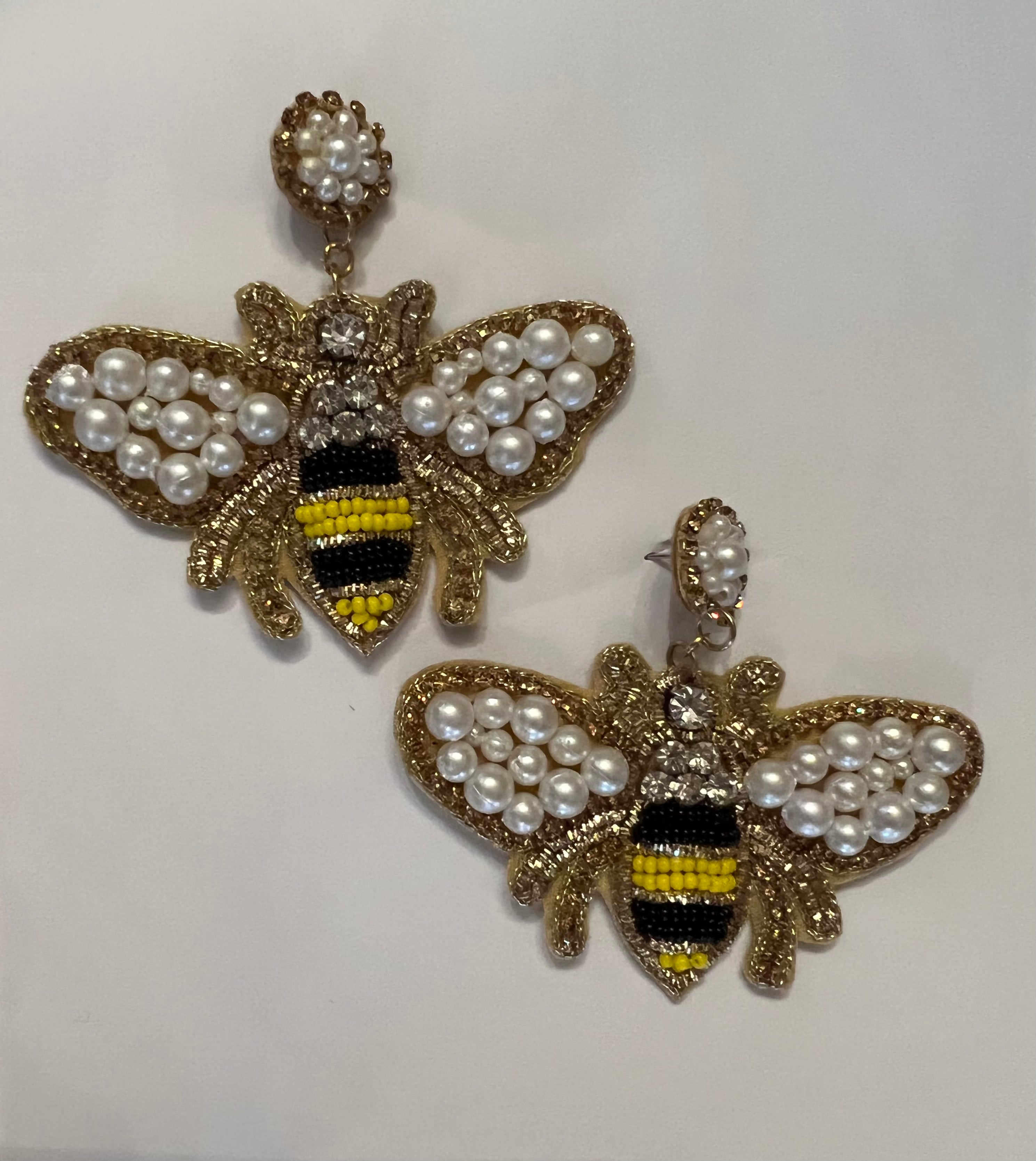 Beaded Bee Earrings