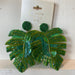 Palm Leaf Beaded Earring - Green