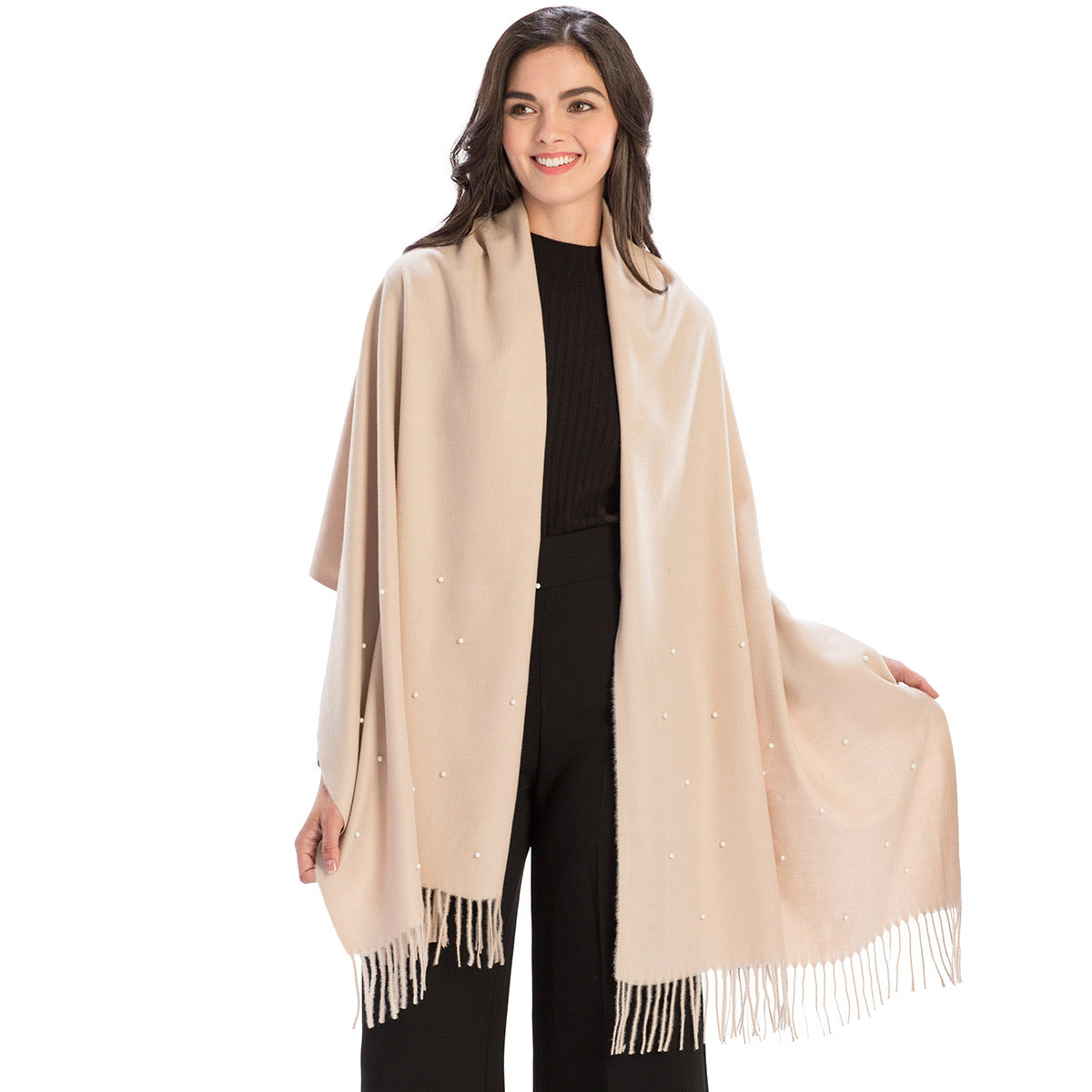 Cashmere Pearl Embellished Wrap