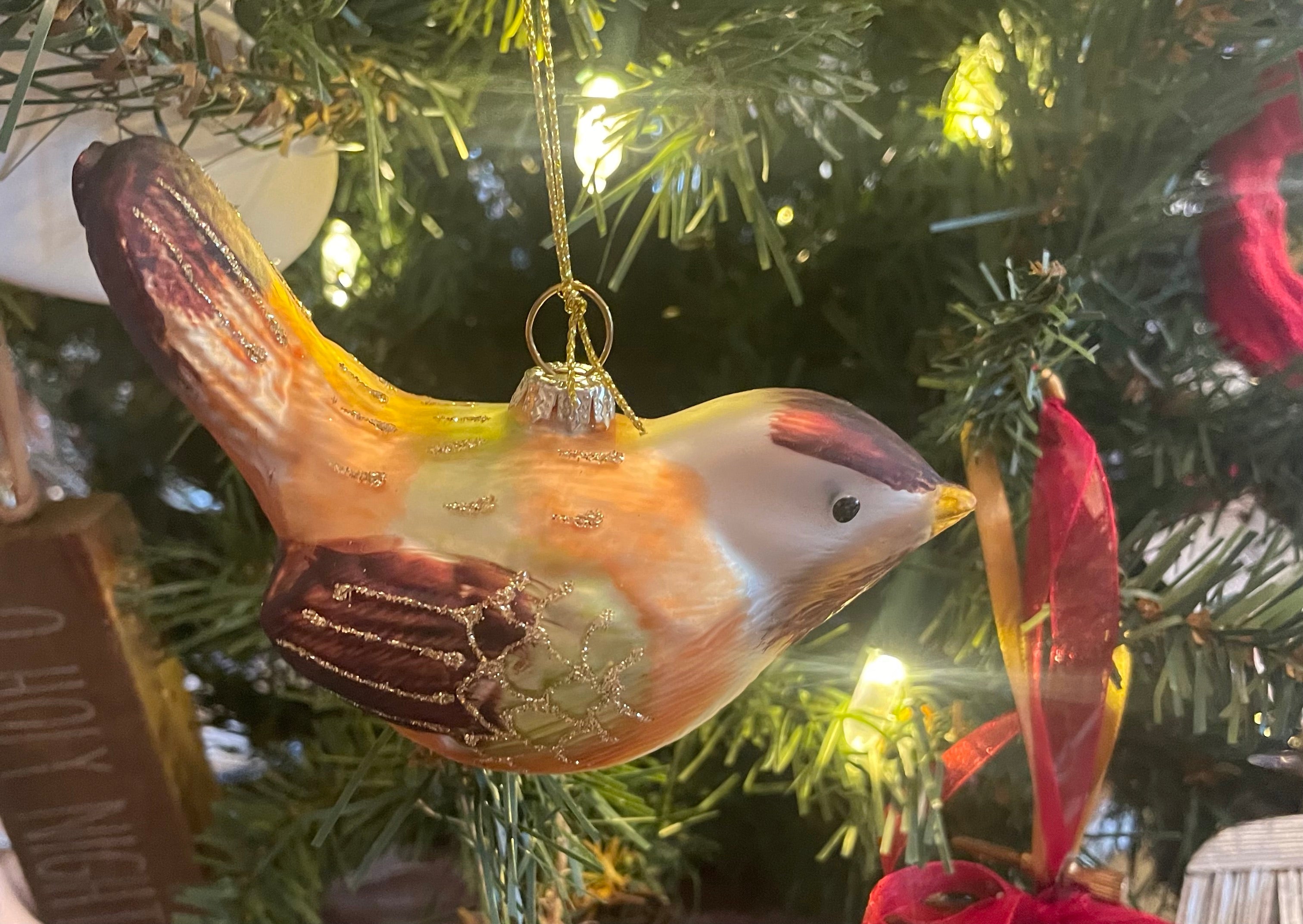 Multi colored Glass Bird Ornament