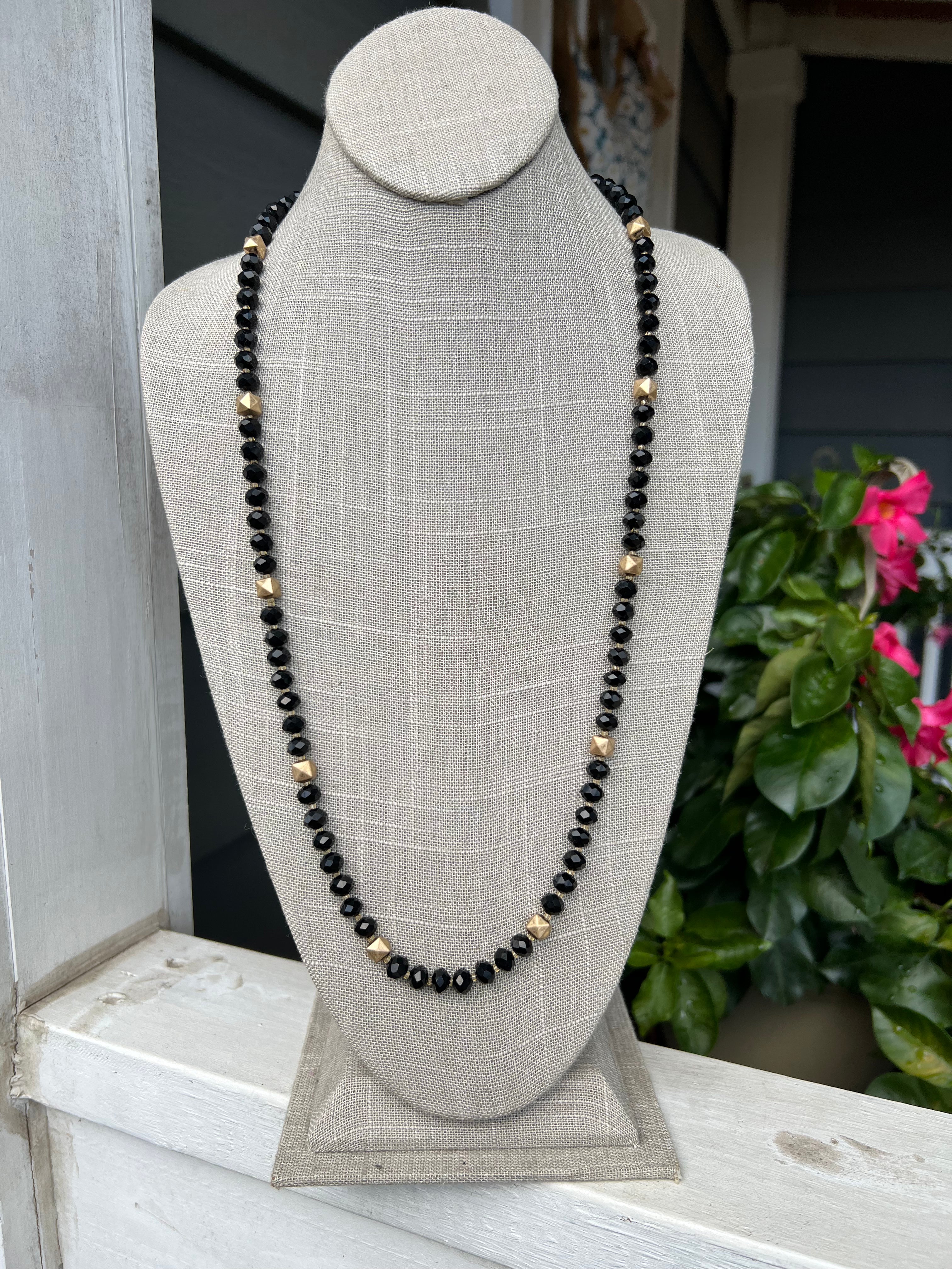 Black & Gold Necklace and Earring Set