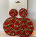 Red and gold beaded circle earrings