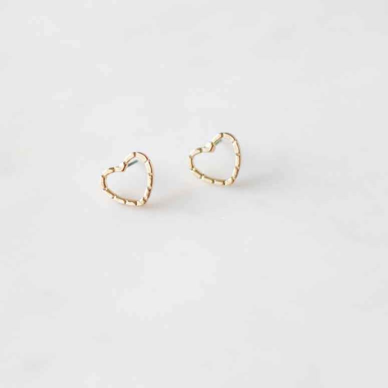 Post Charm Earrings - gold hearts