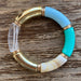 Bamboo Tube Stretch Bracelet - Gold, Clear, Blue, Turquoise, Cream