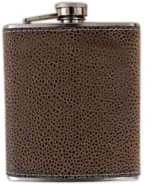 Flask, stainless steel features faux leather wrap