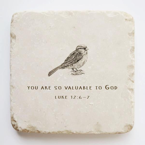 Small Scripture Stone - You are so valuable to God Luke 12:6-7