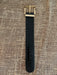 Alligator print black leather belt bracelet with gold buckle fastener
