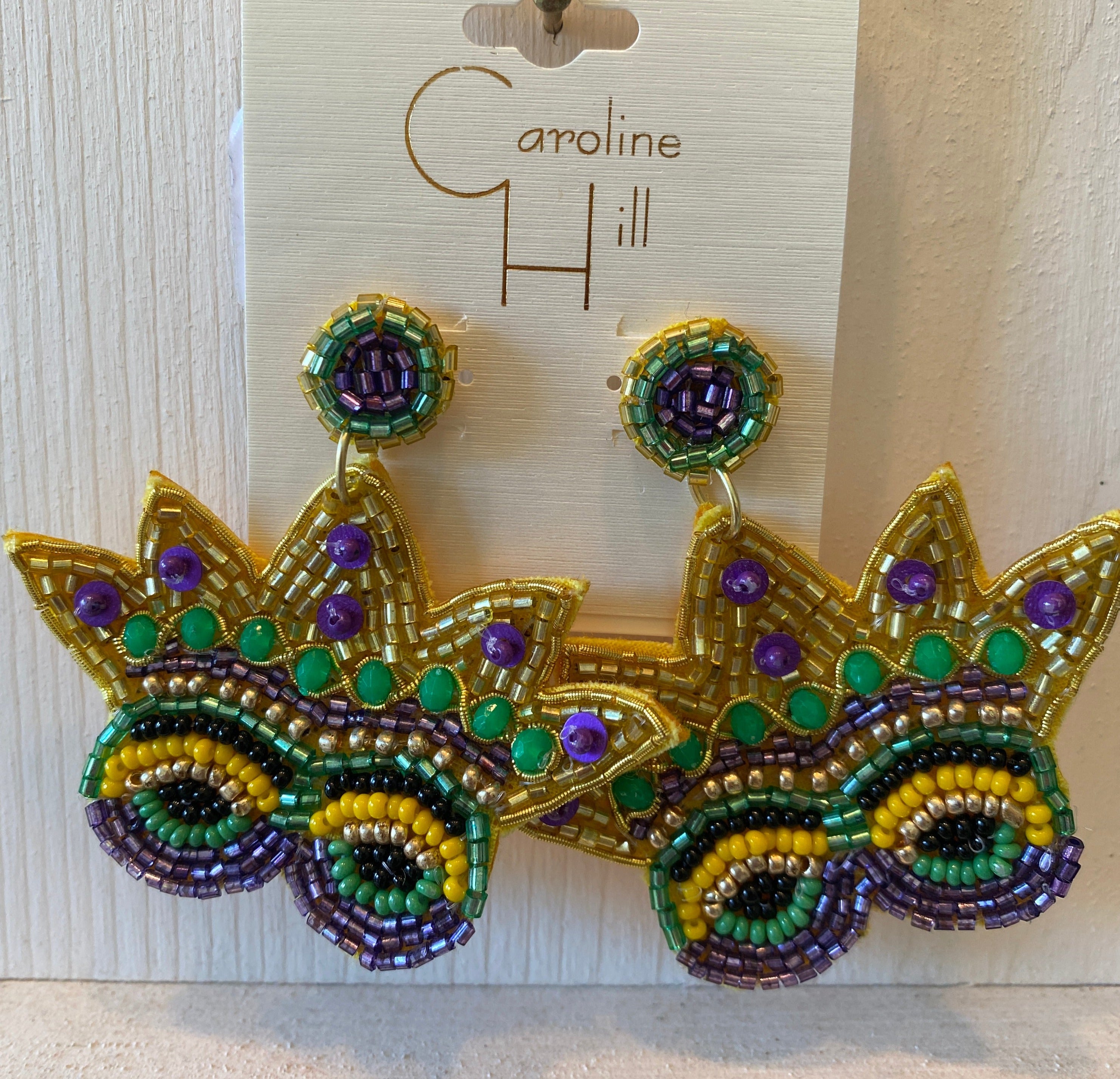 Mardi Gras Mask earrings by Caroline Hill