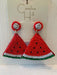Watermelon Wedge  Beaded Earrings by Caroline Hill