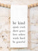 Tea Towel white with black script - be kind, speak truth, show grace, love others, work hard, be grateful