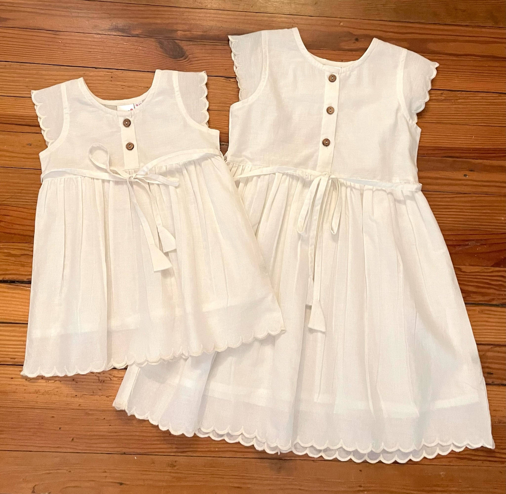 Baby/Toddler Scalloped Sleeve & Hem Dress (Diaper Cover)