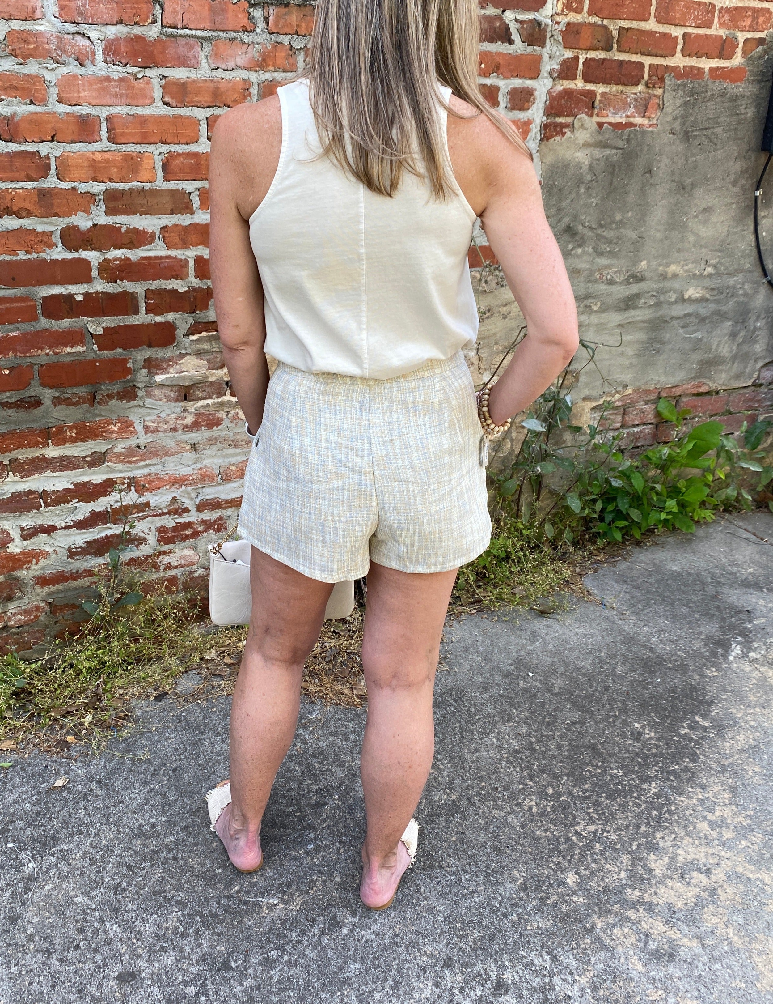 Linen Look Pleated Front Shorts