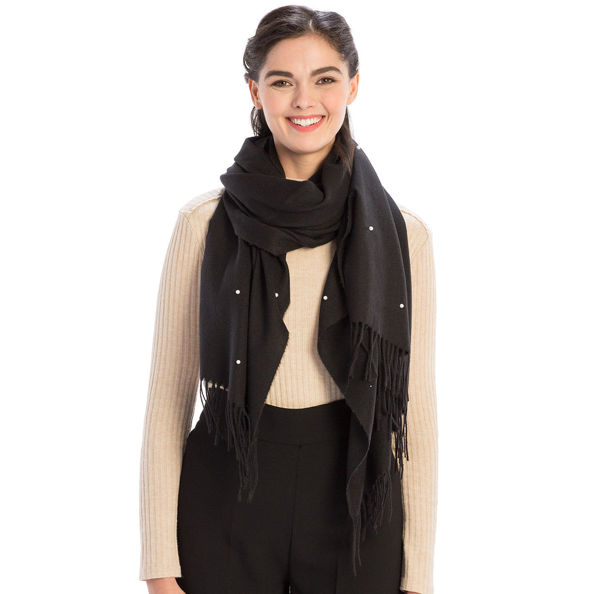 Cashmere Pearl Embellished Wrap