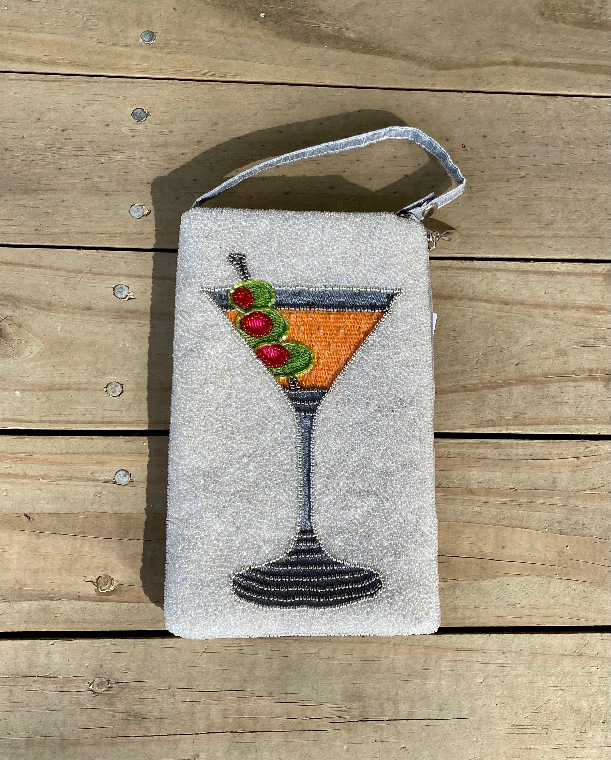 Martini Leather Card Holder Wallet Handmade Martini Cocktail 
