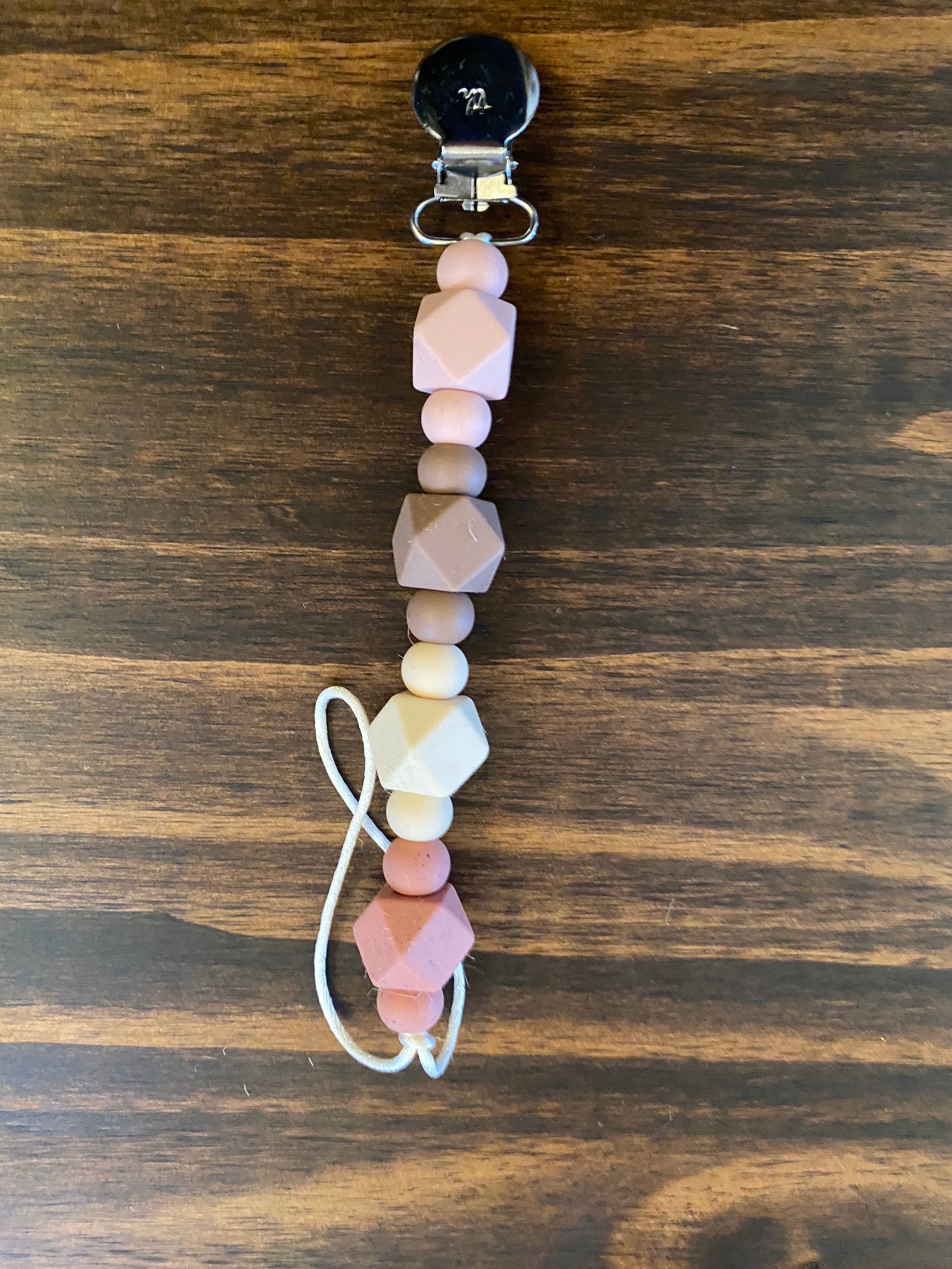 Pacifier and Toy Clip - earthtone pinks