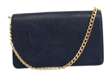 ahdorned navy blue flap bag