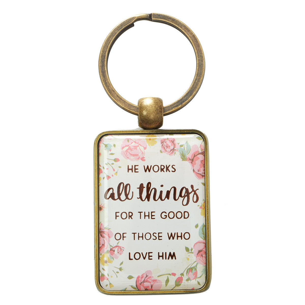 Key Ring in Tin Gift Box - He Works All Things For The Good