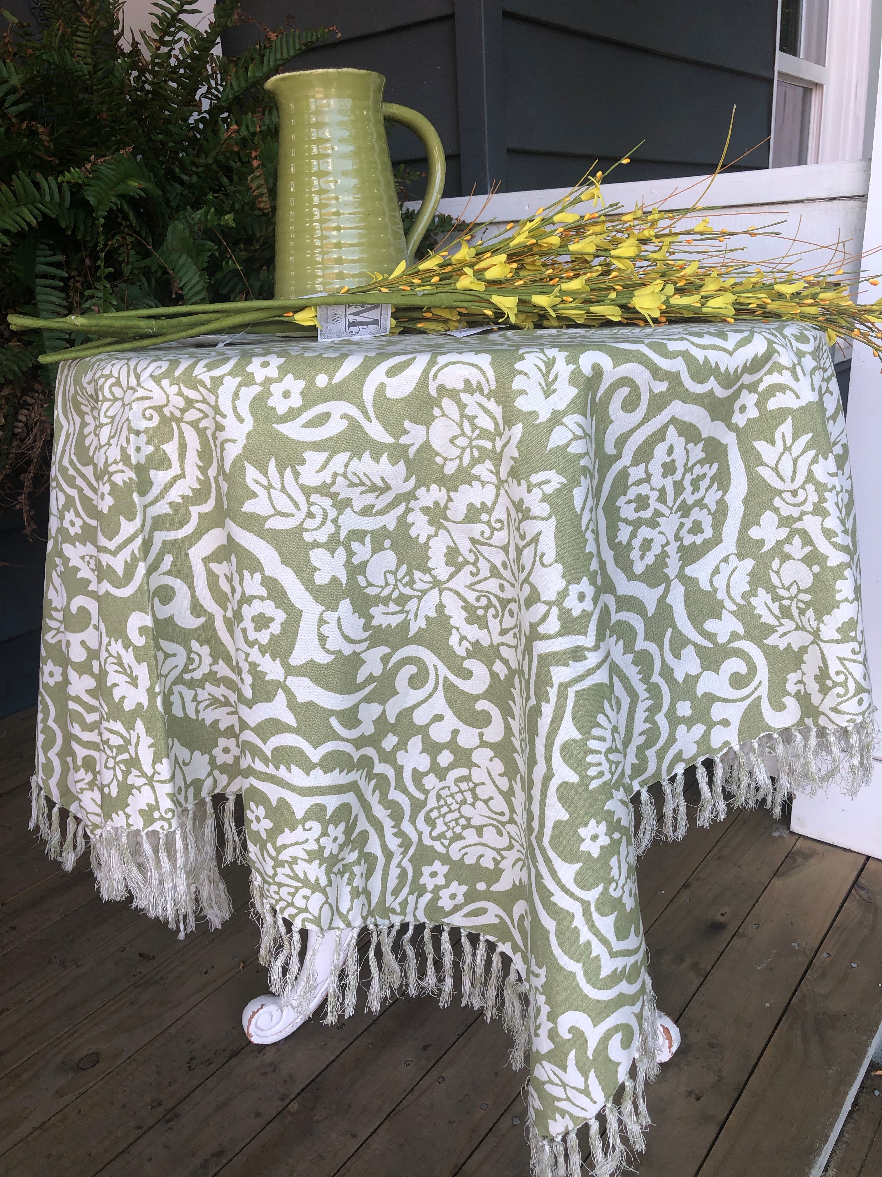 Floral Tassled Tablecloth