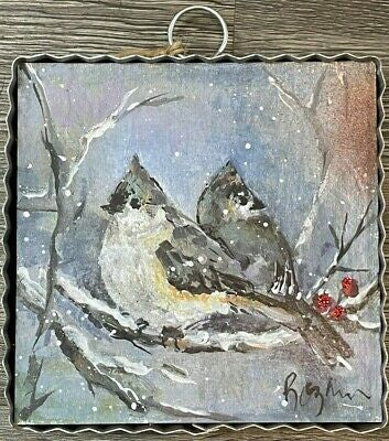 titmouse winter birds roundtop collection art 
