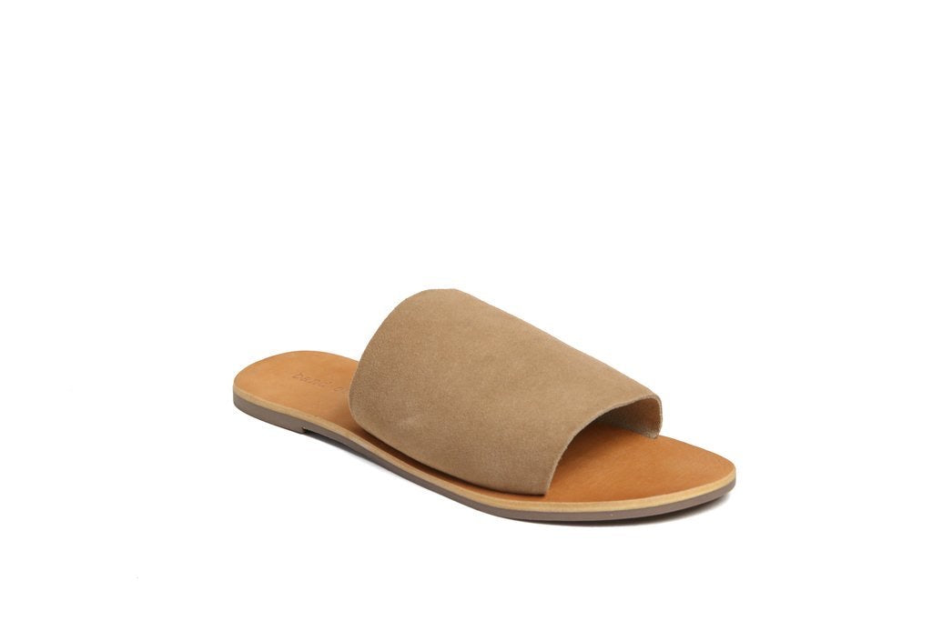 Speedway tan slide sandals