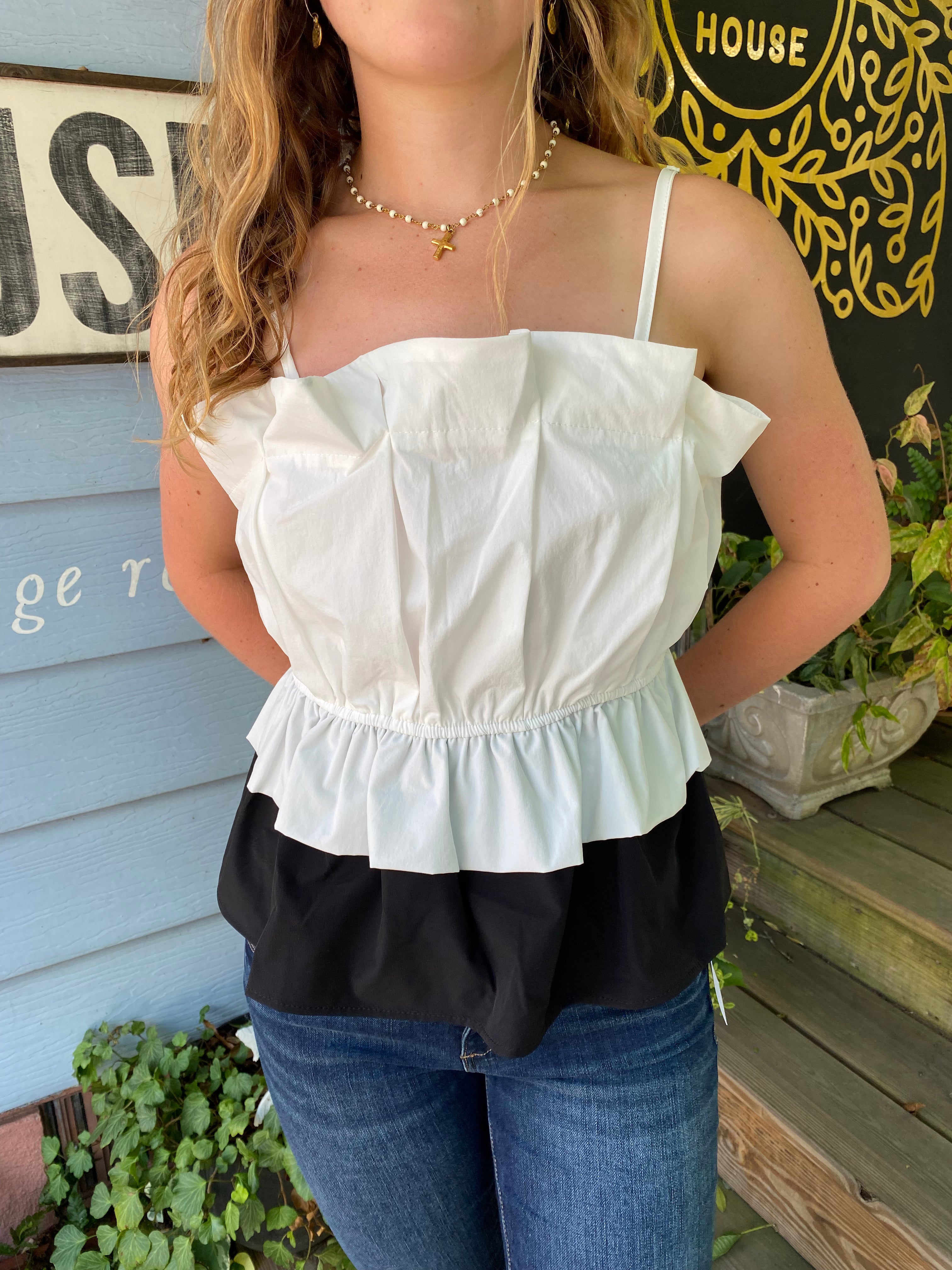 Ruffle spaghetti strap top 2025