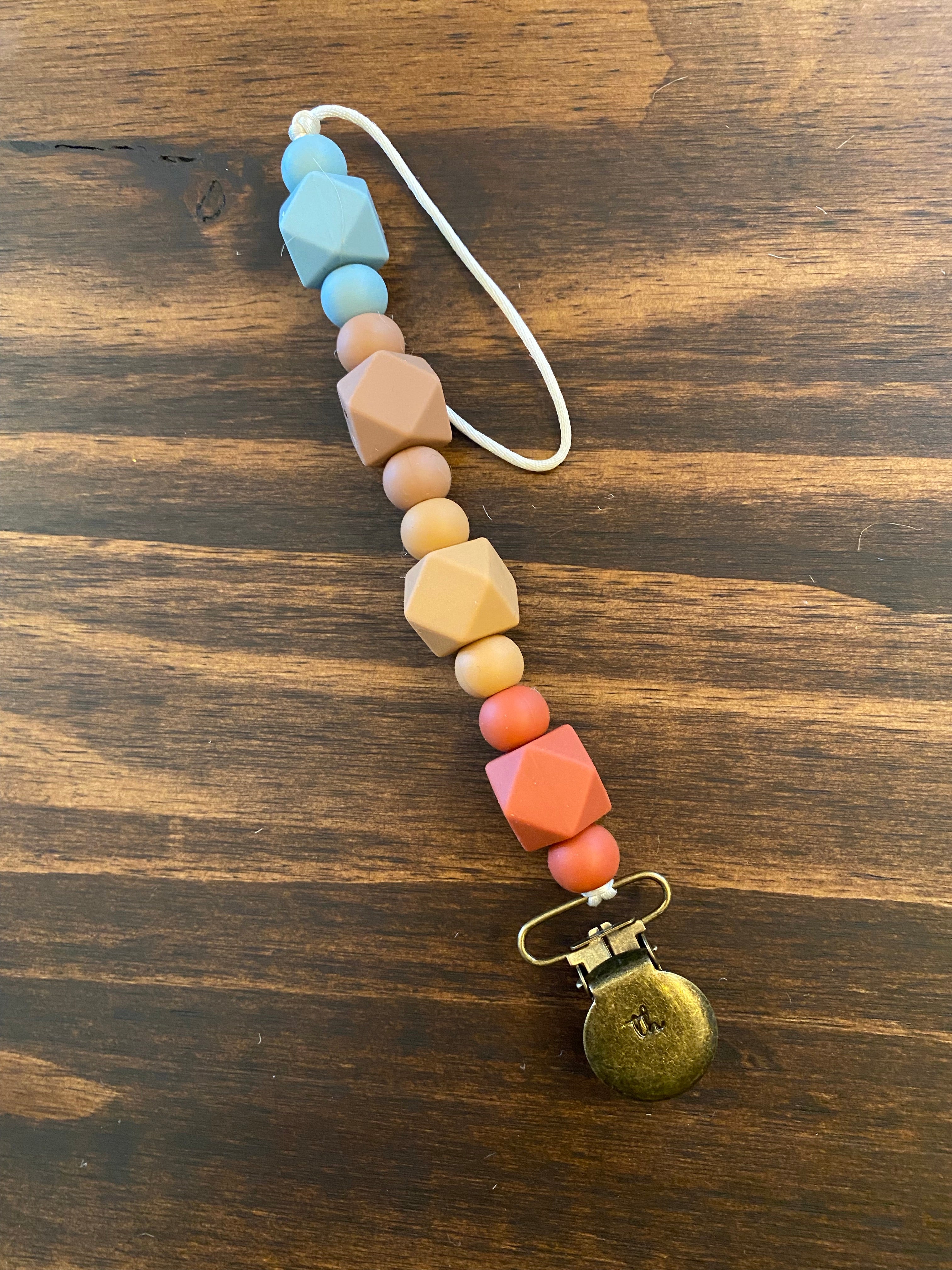Pacifier and Toy Clip - bold rainbow
