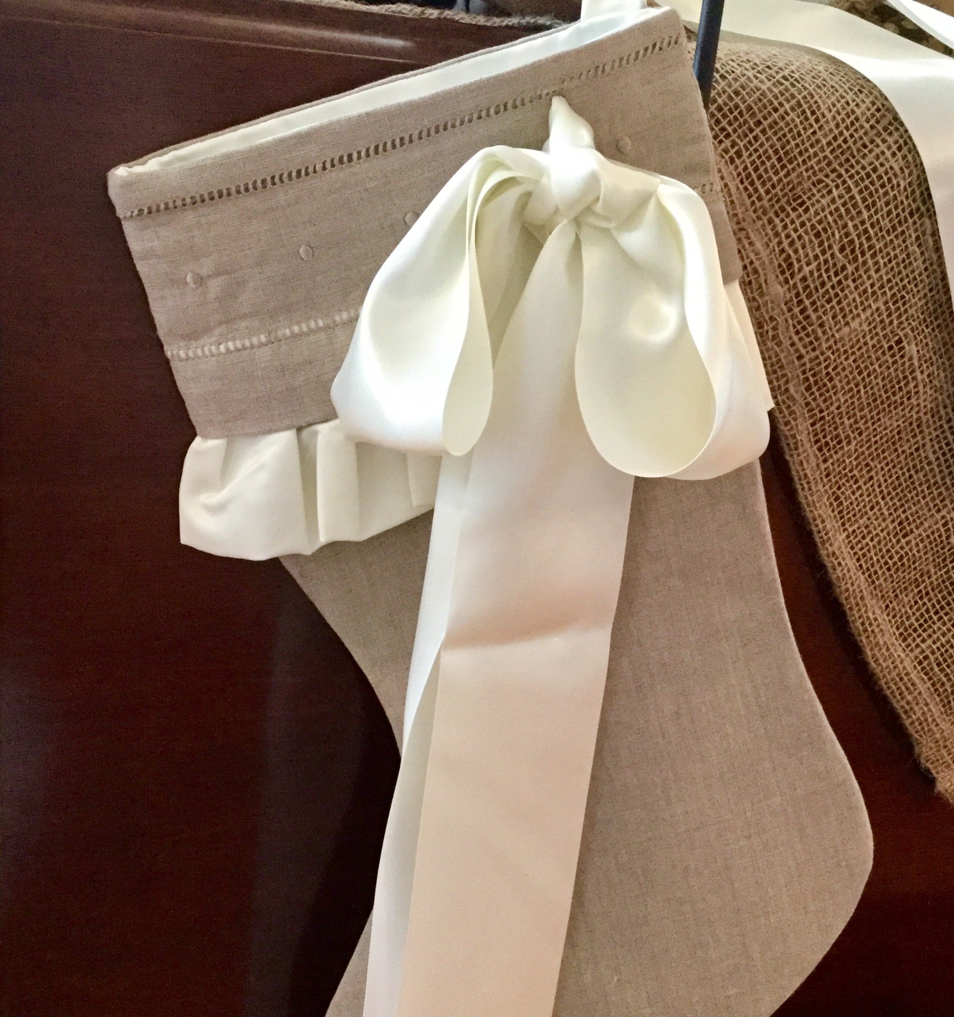 Linen Stocking with Satin Bow
