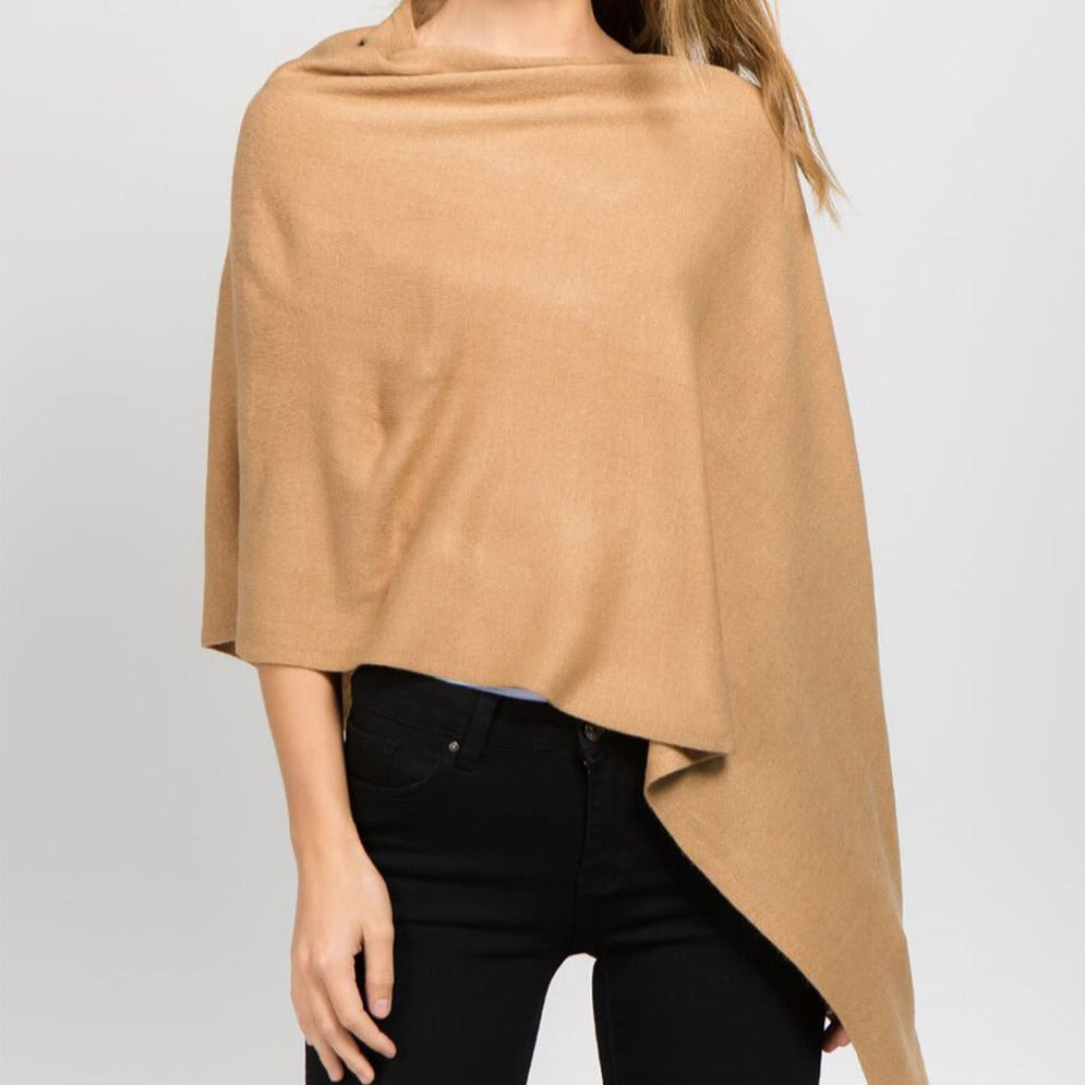 camel ponch scarf topper wrap