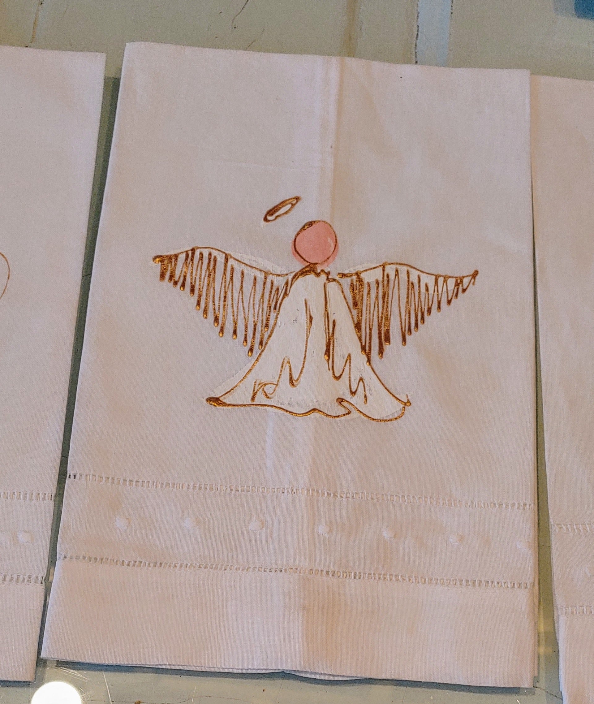 Hand painted Linen Tea Towels