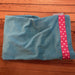 Velour Pillow Case - Blue with pink and white polka dot trim