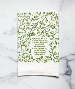 Hymnal towel in sage green floral print