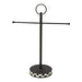 Hand Towel Holder with Finial and black and white checked base
