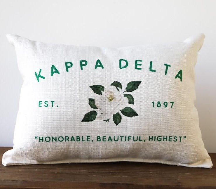 Kappa Delta Pillow Est. 1897 Honorable, Beautiful, Highest