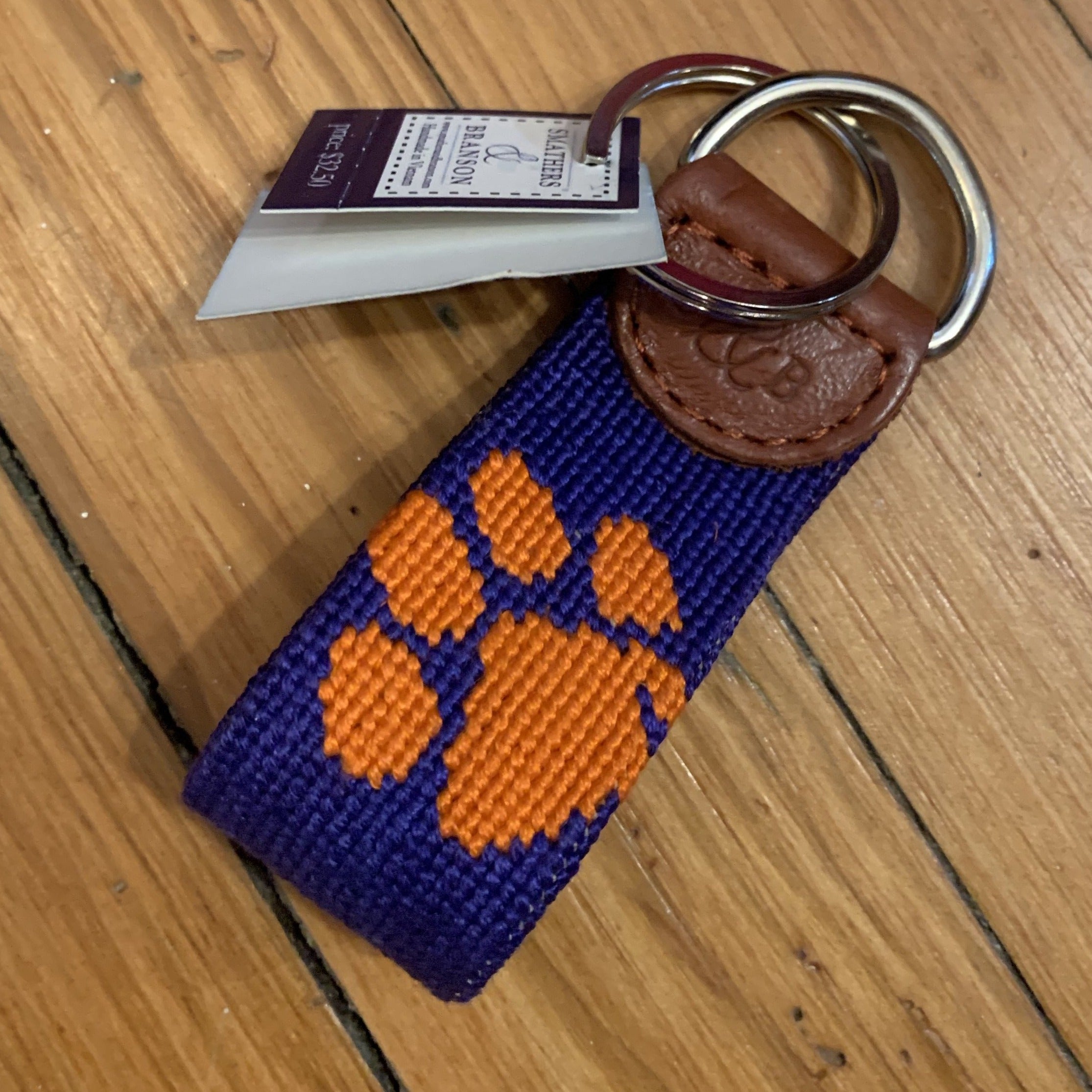 clemson tigers paw print smathers and branson key chain