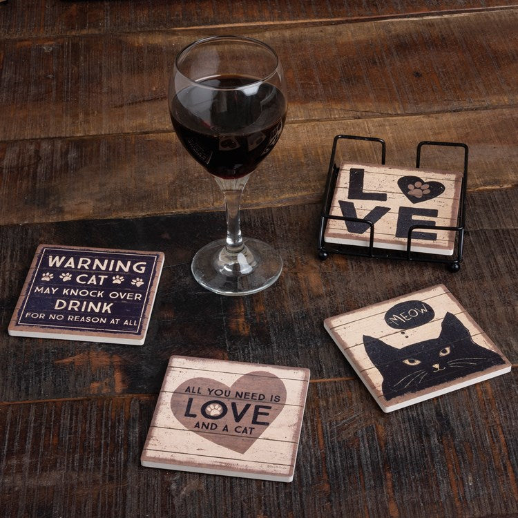 Coaster Set - All you need is love and a cat
