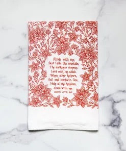 Hymnal towel in deep red floral print