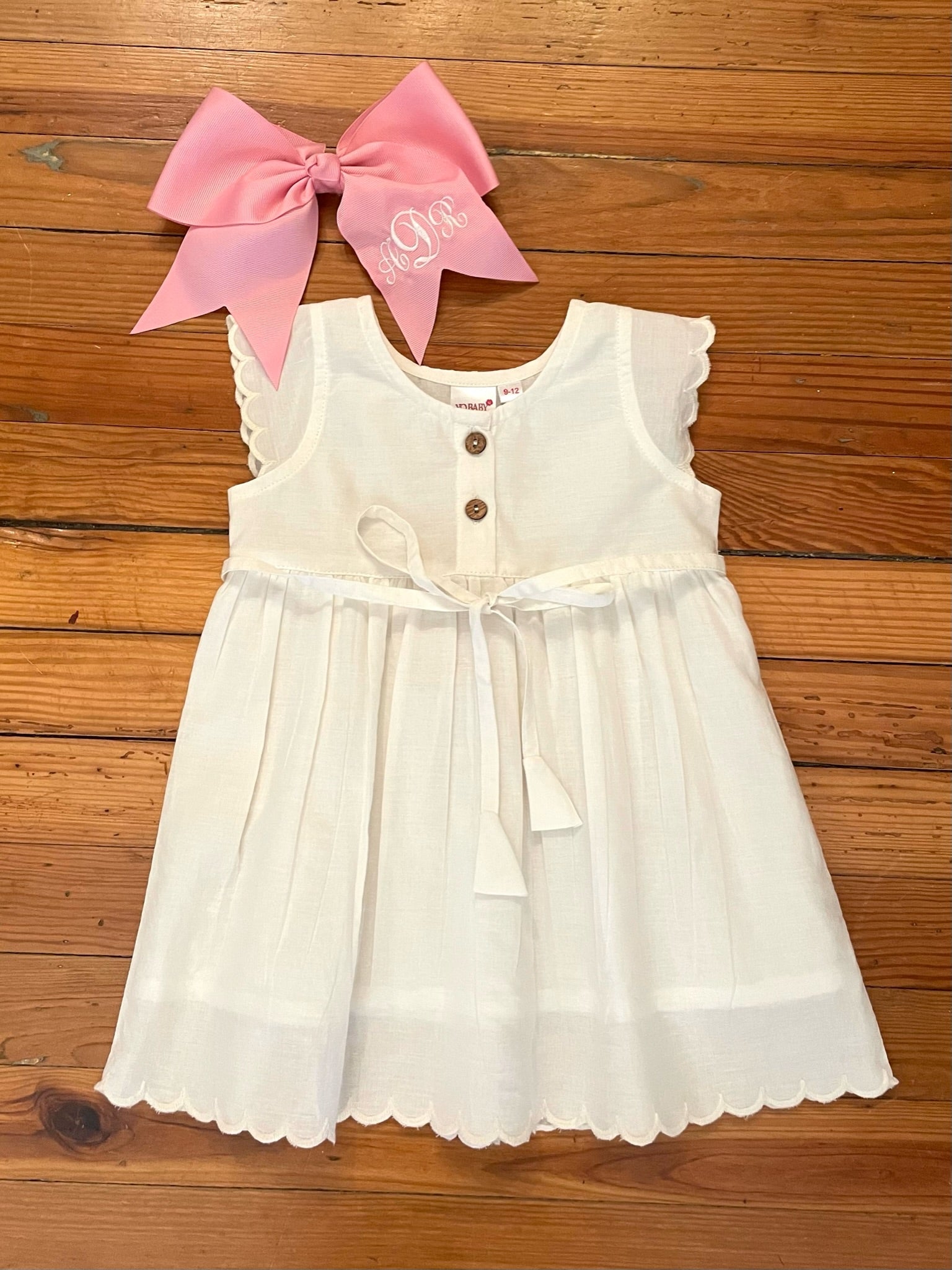 Baby/Toddler Scalloped Sleeve & Hem Dress (Diaper Cover)